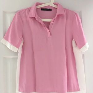 Zara pink collar blouse top Sz S